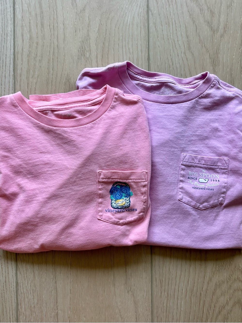 Vineyard Vines Kids Pink & Light Pink Long Sleeve Pocket Tees